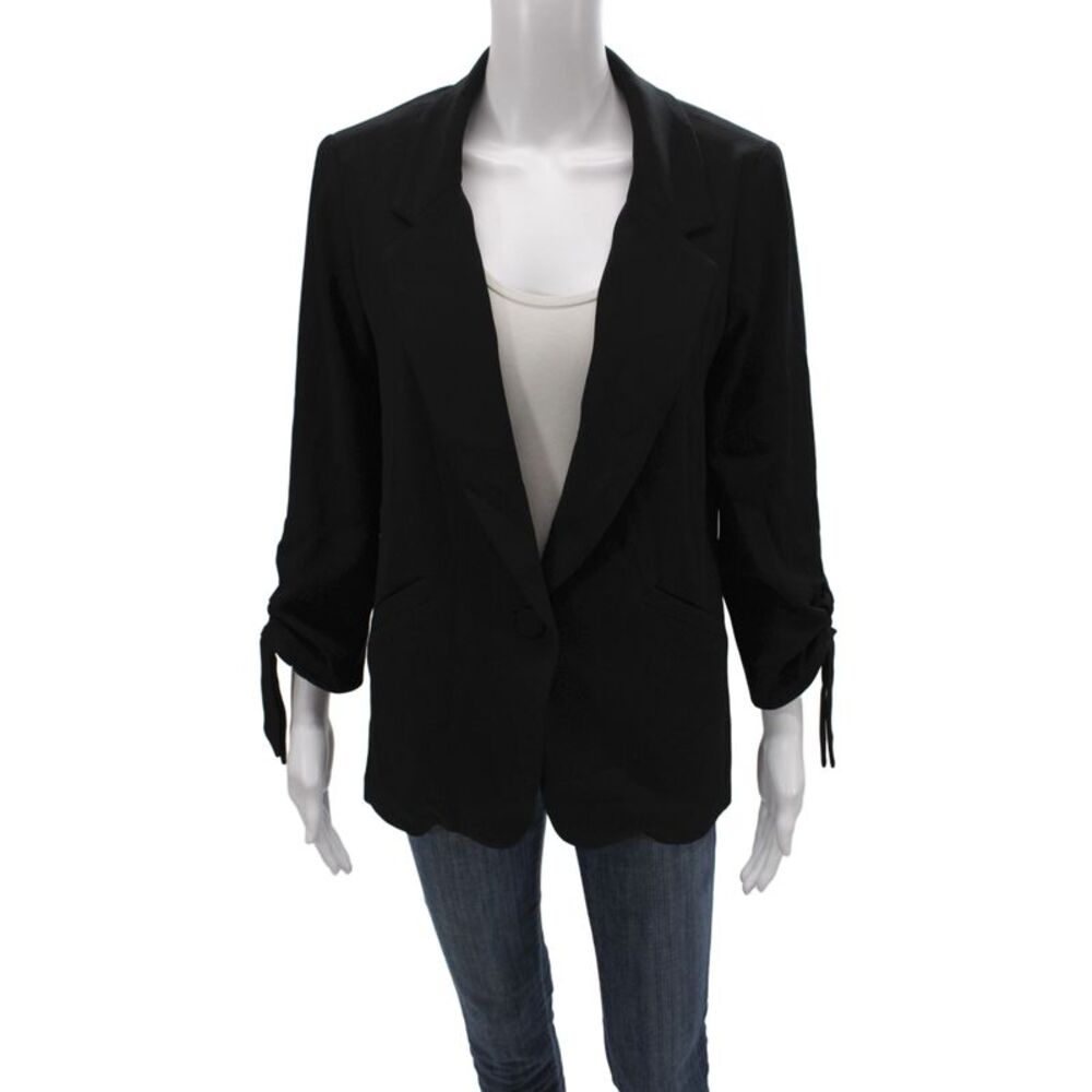 Drew Womens Collared Long Sleeve Blazer Jacket Black Size S